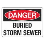 Danger Buried Storm Sewer - 10" x 14" Sign